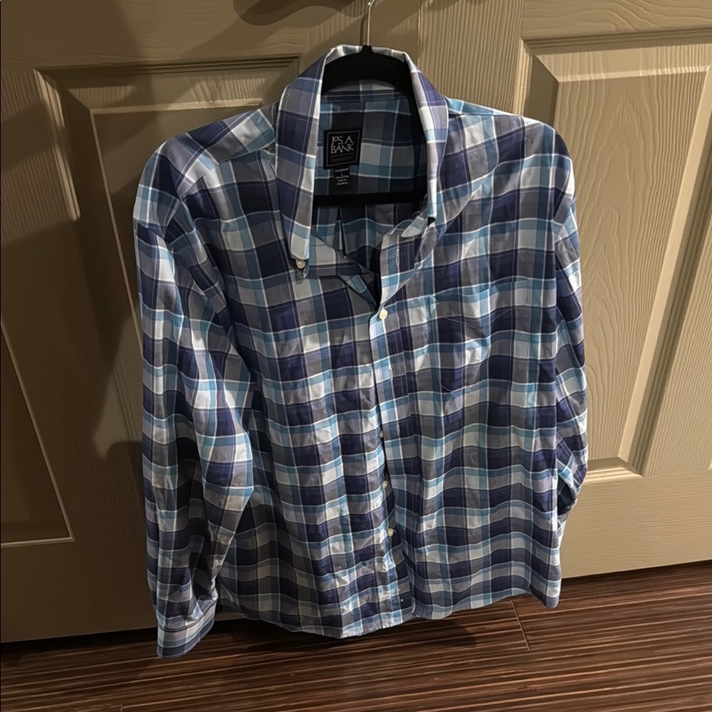 Jos. A. Bank Blue and White Casual Button Down Shirt